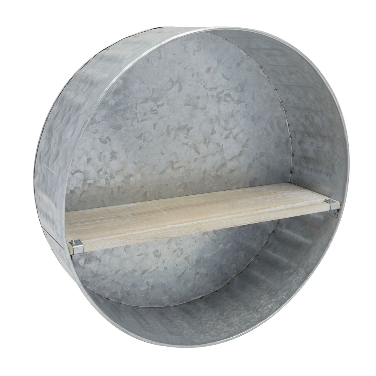 Rustic Floating Circular Shelf for Home, Farmhouse Galvanized Wall Décor (12.5 x 4 In)